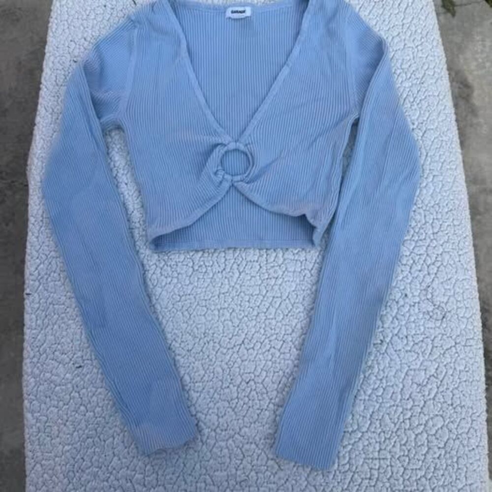 Garage Ribbed Long Sleeve O-Ring Crop Top